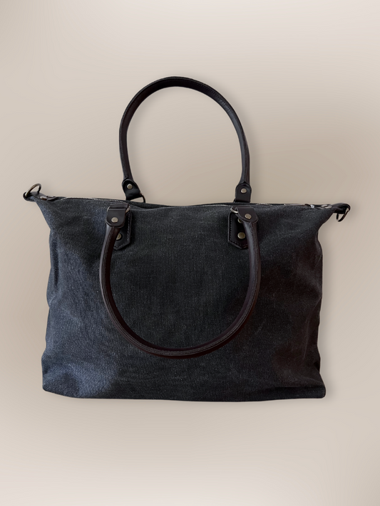 Tote Bag asas piel negro