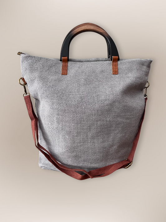 Tote Bag yute gris asas madera