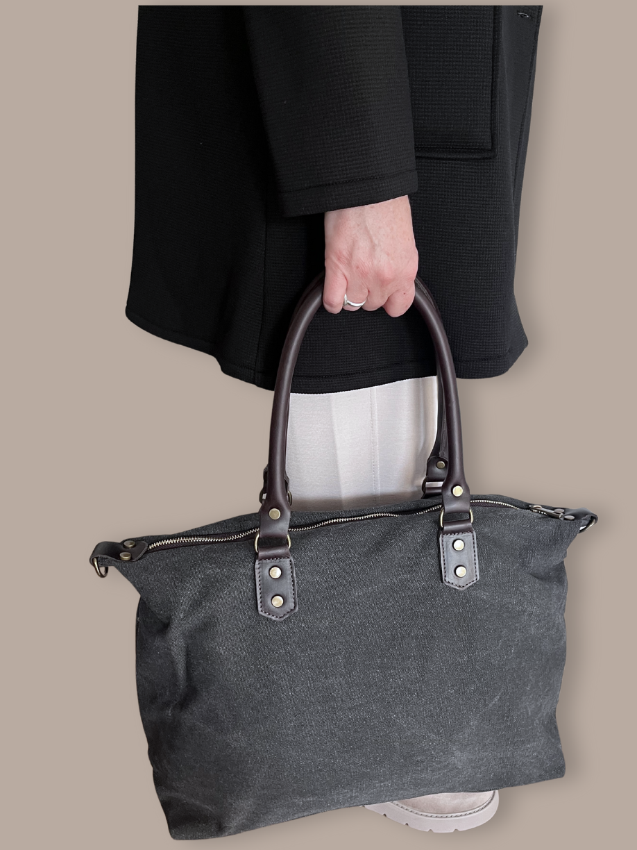 Tote Bag asas piel negro