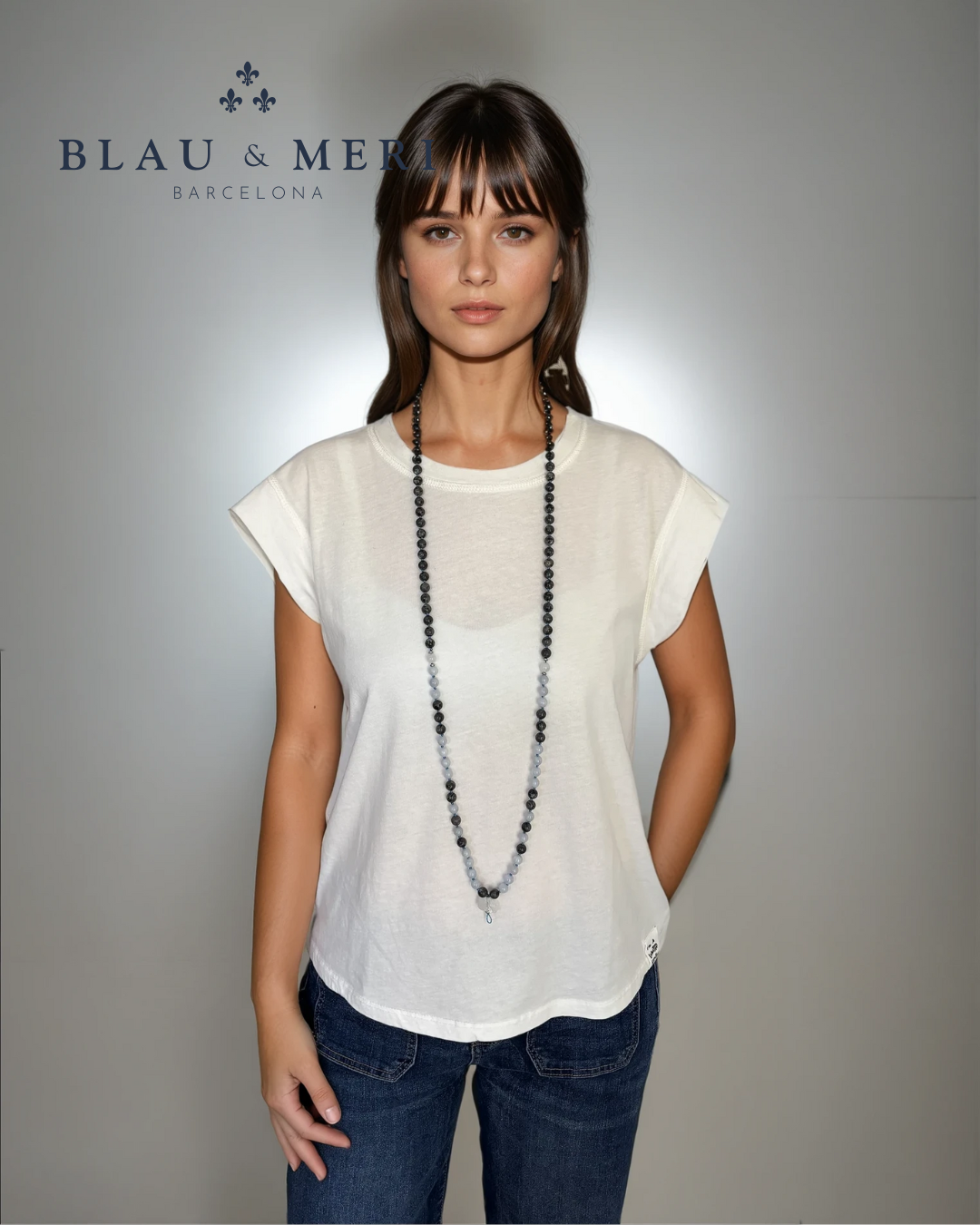 Collar labradorita y aguamarina