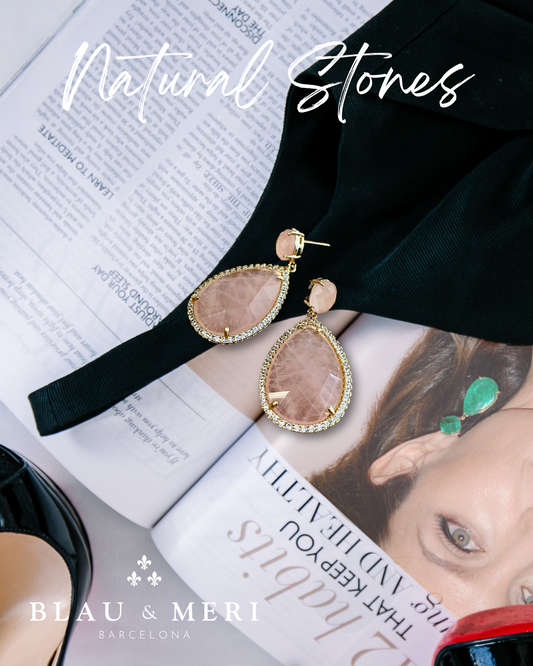 Pendientes cuarzo rosa