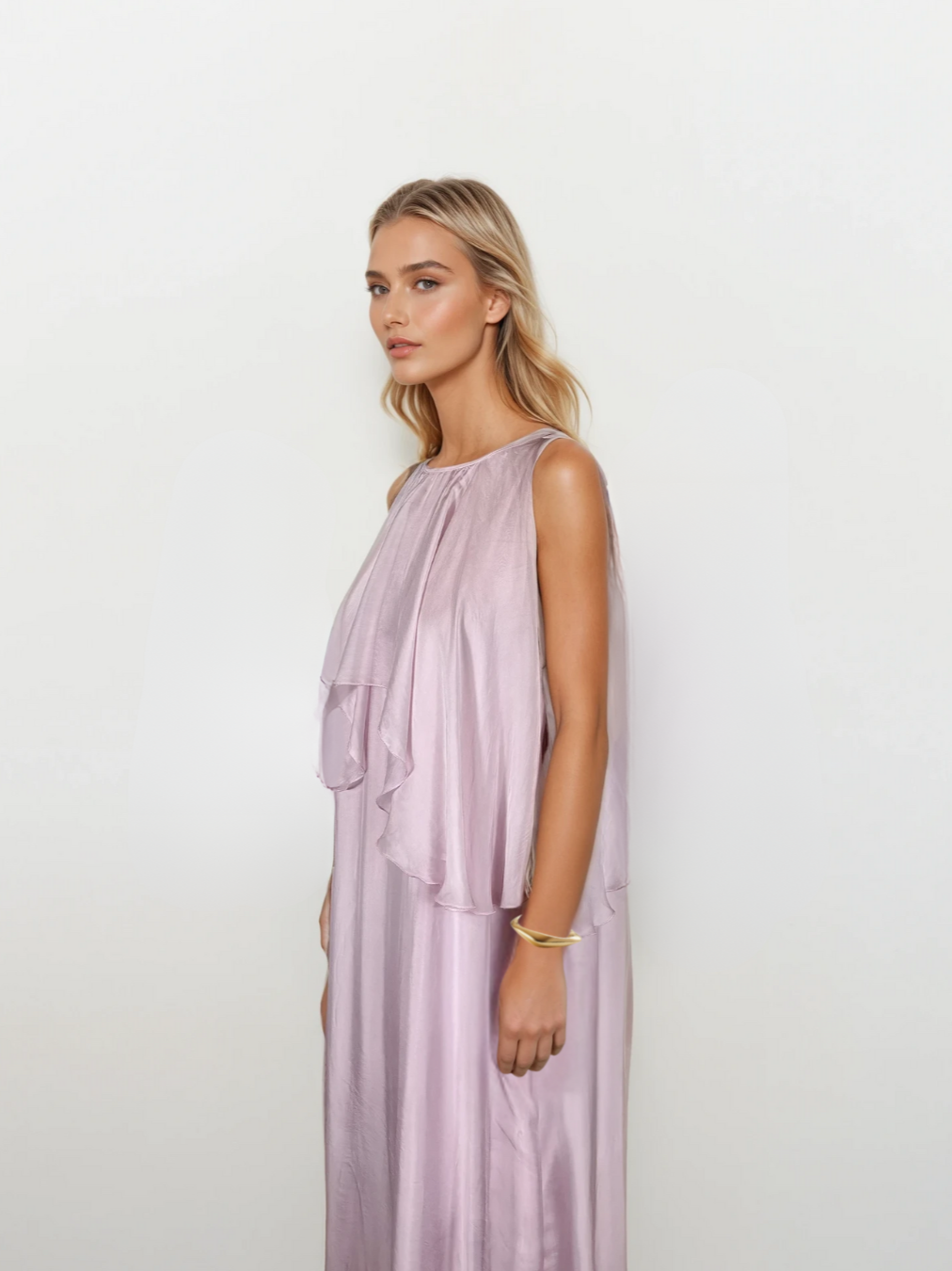 Vestido seda rosa pálido