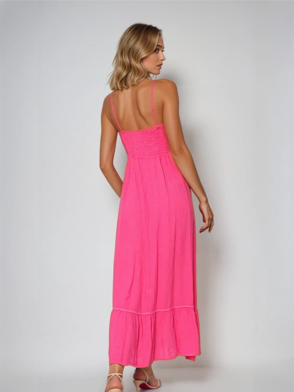 Vestido lino PAMPELONNE rosa