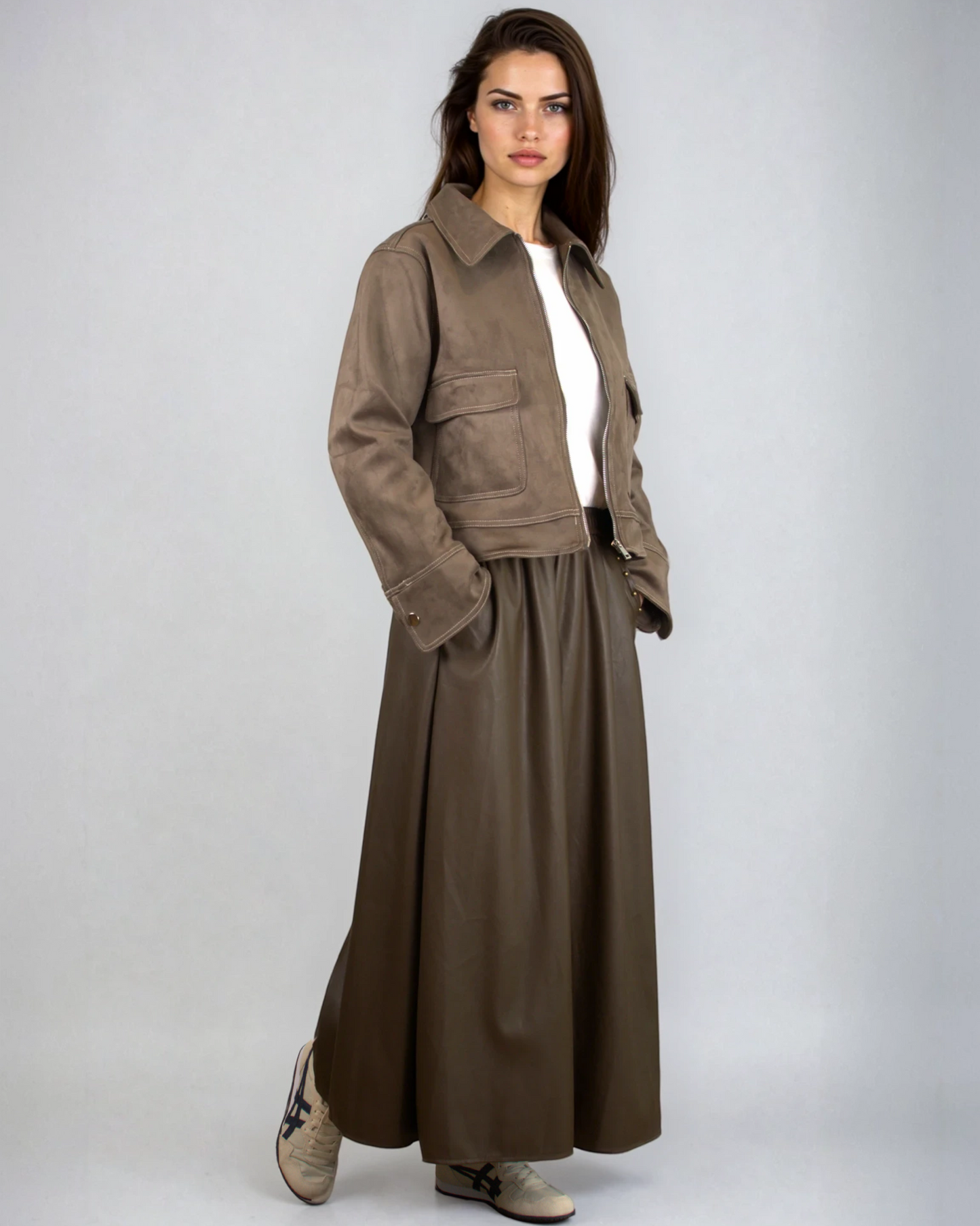 Chaqueta antelina marrón