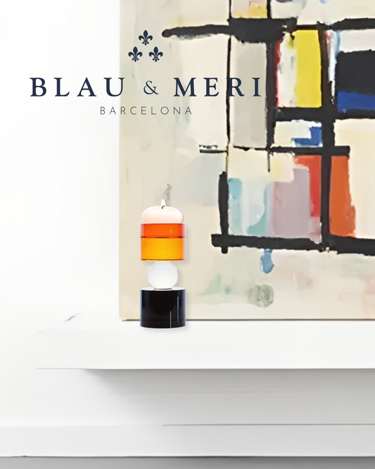 Candelabro geométrico verde y negro