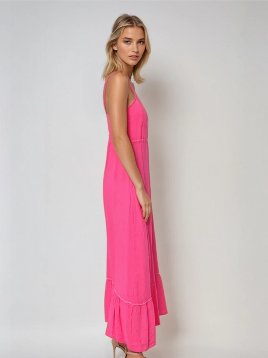 Vestido lino PAMPELONNE rosa