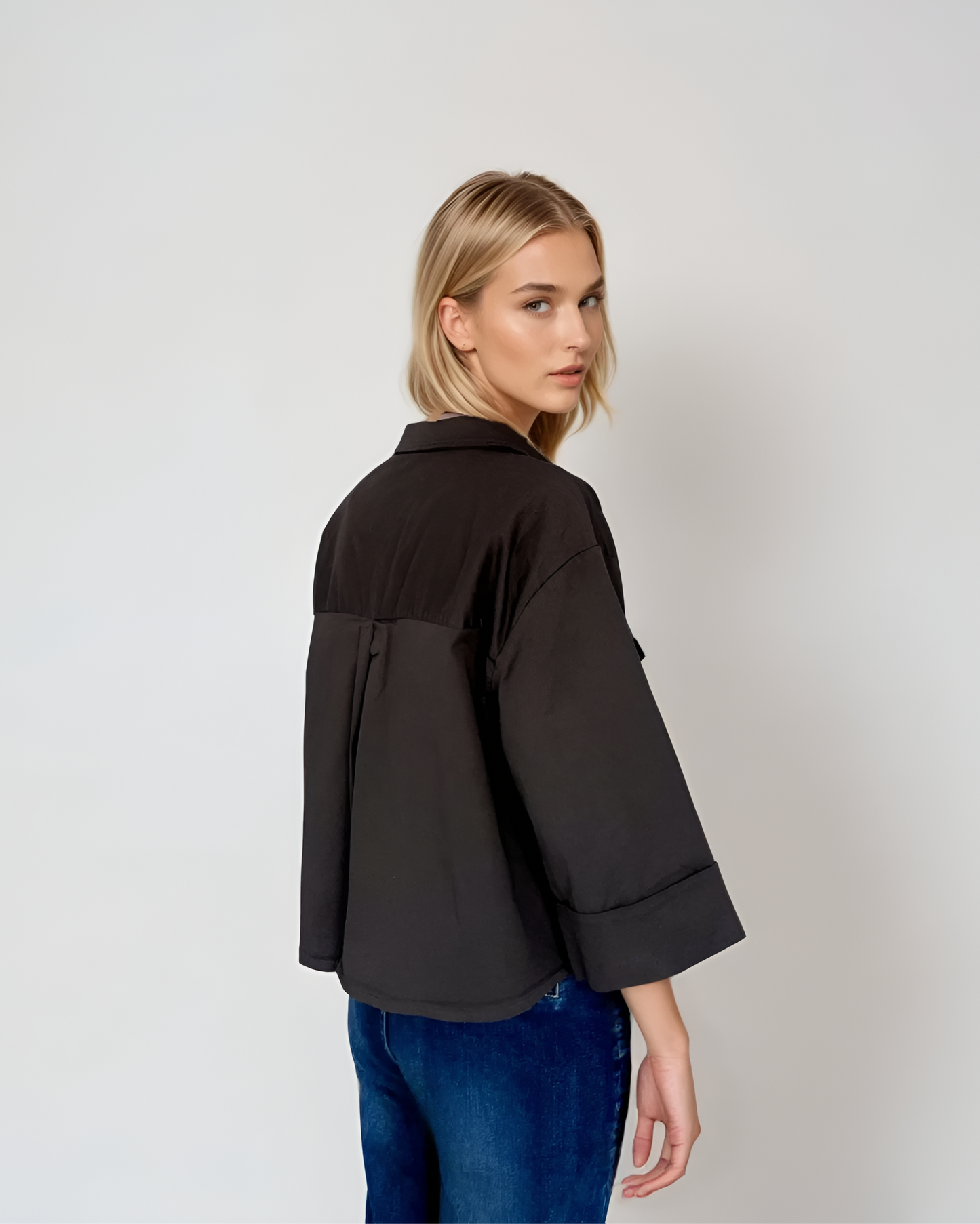 Sobrecamisa manga tres cuartos marrón