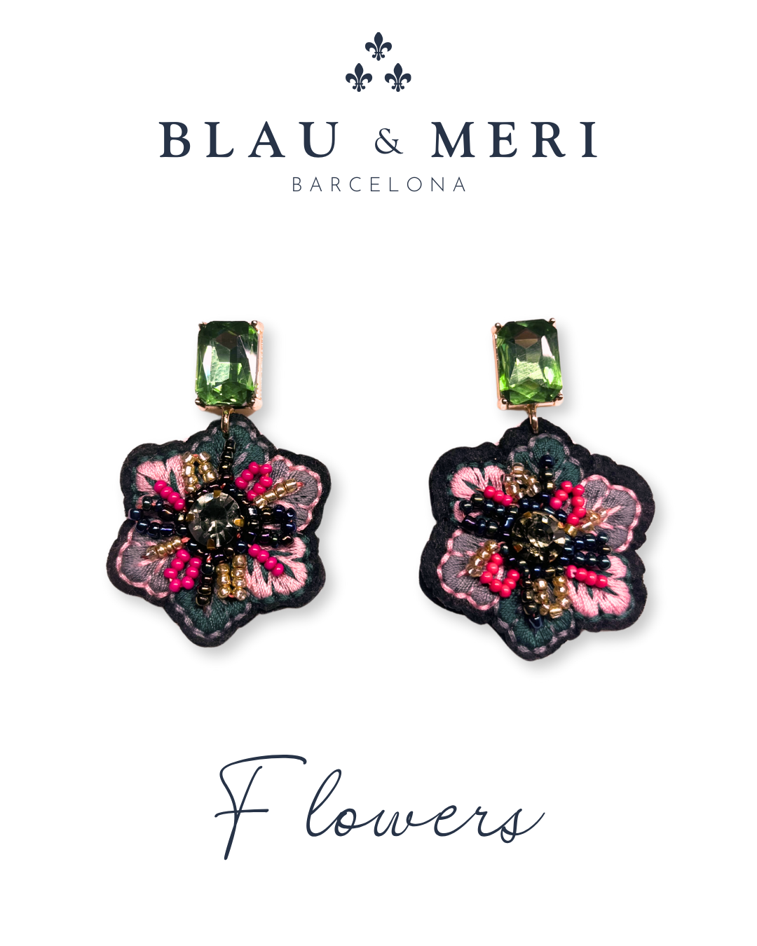 Pendientes pedrería bordados