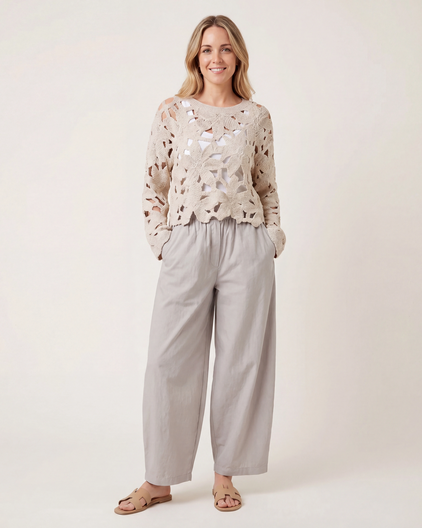 Pantalón Fluido Beige