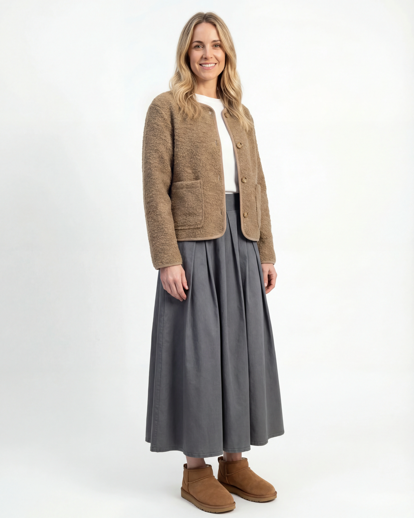 Chaqueta beige bouclé