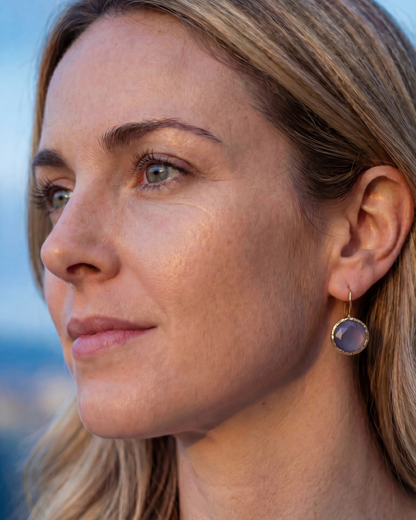 Pendientes ojo de gato bañados en oro