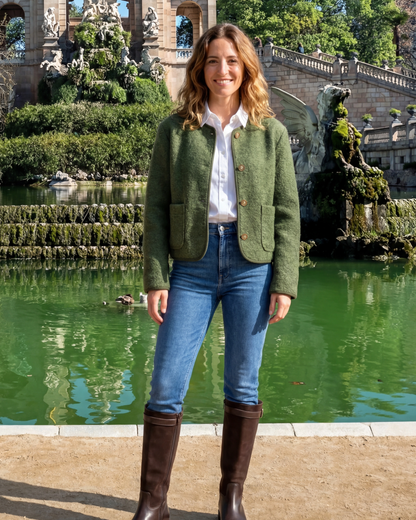 Chaqueta verde boucle