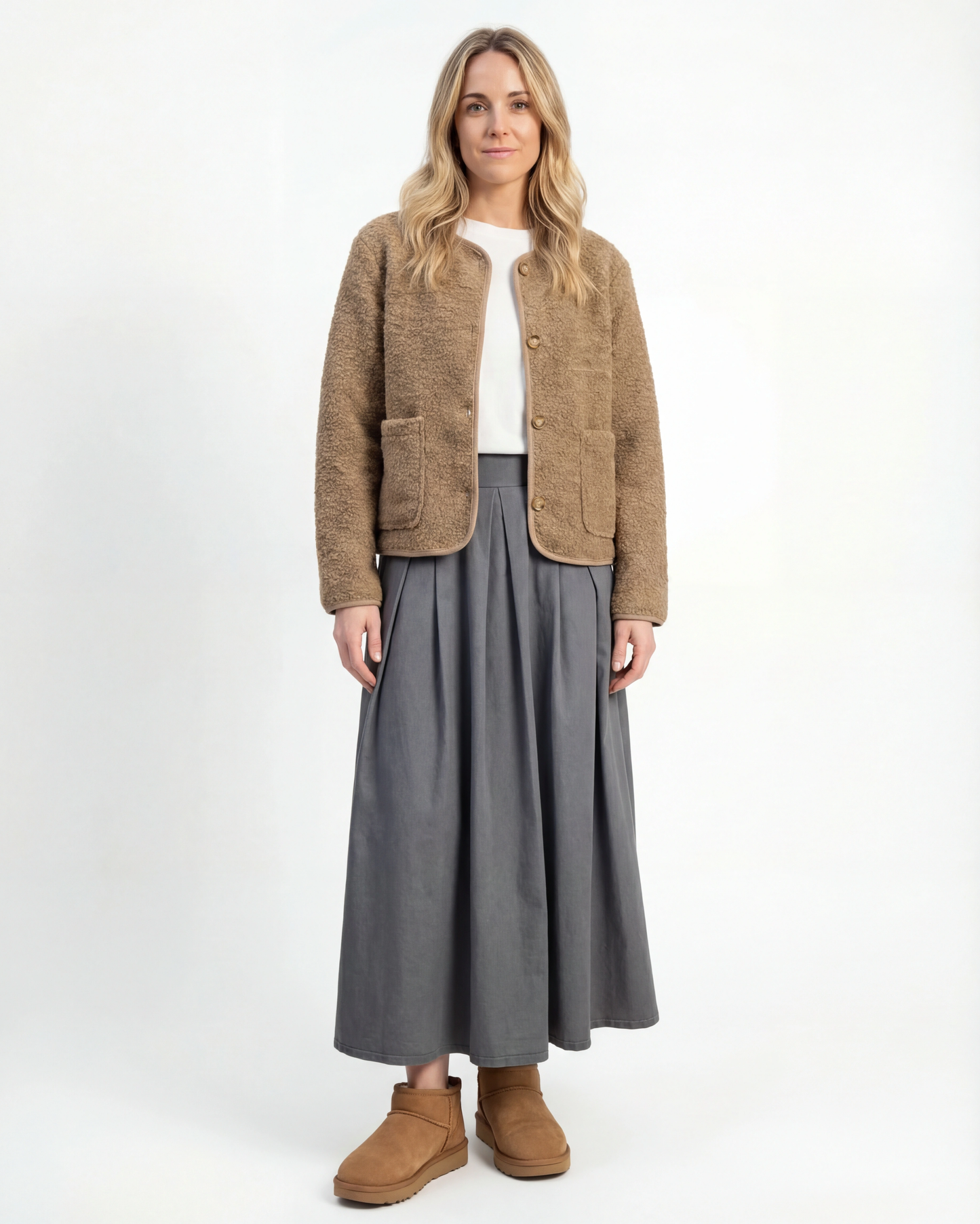 Chaqueta beige bouclé