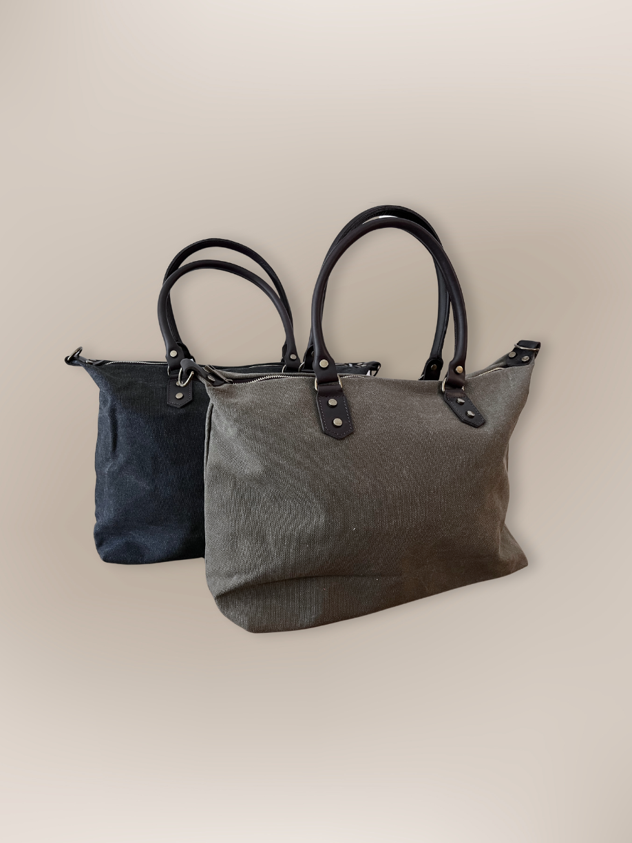 Tote Bag asas piel negro