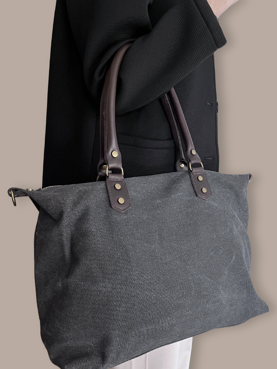 Tote Bag asas piel negro