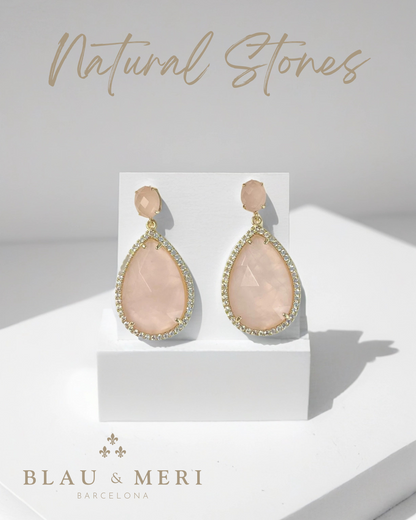 Pendientes cuarzo rosa