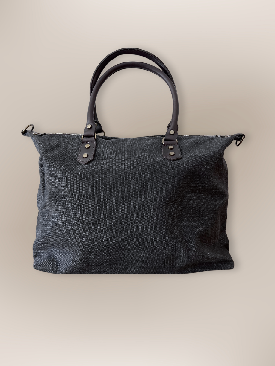 Tote Bag asas piel negro