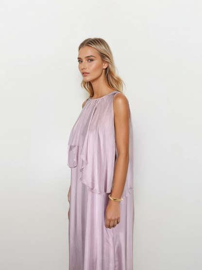 Vestido seda rosa pálido