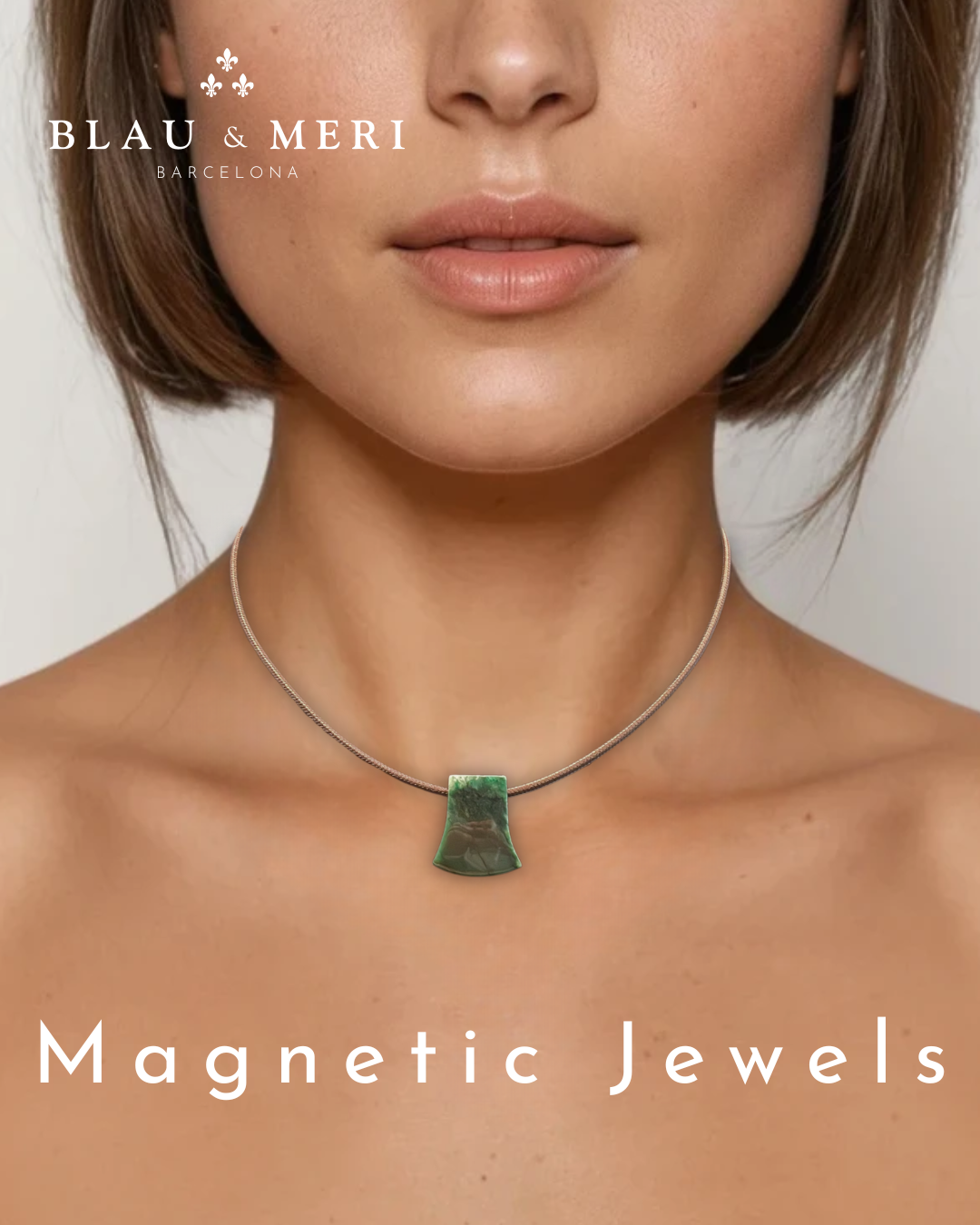 Gargantilla magnética y jade verde
