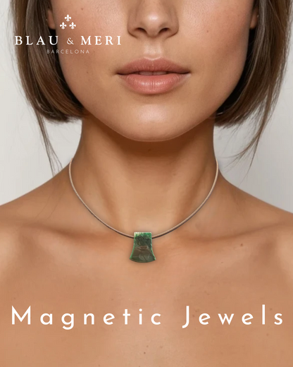 Gargantilla magnética y jade verde