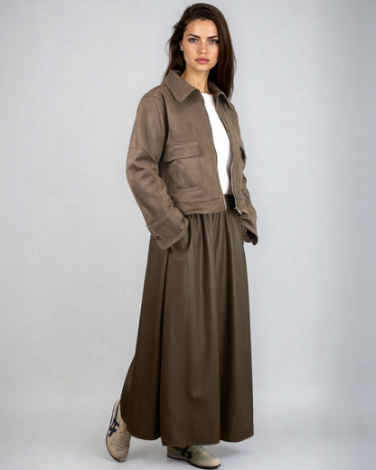 Chaqueta antelina marrón