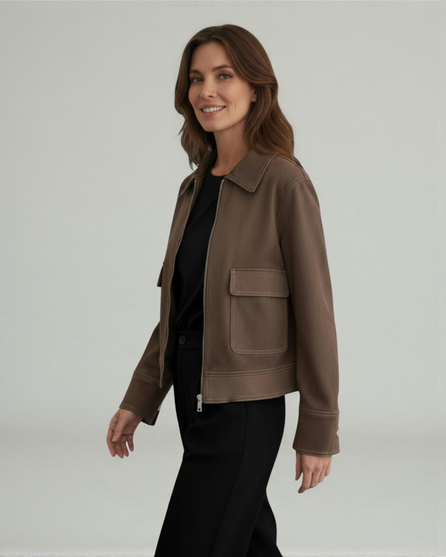 Chaqueta antelina marrón