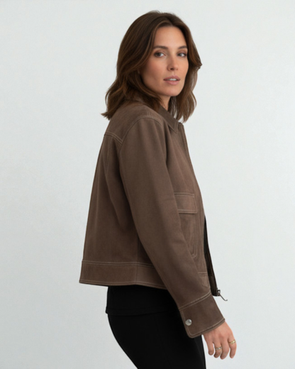 Chaqueta antelina marrón