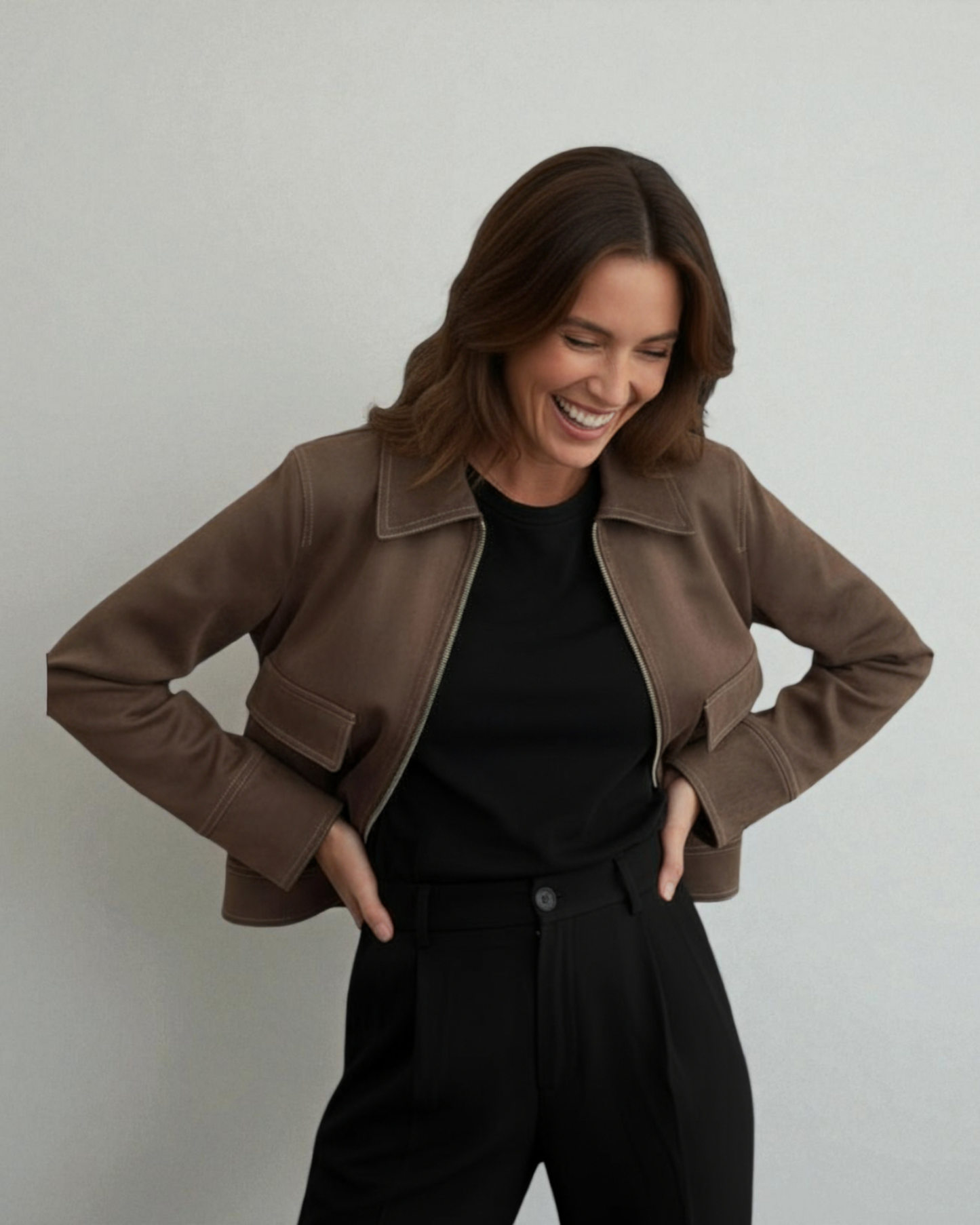 Chaqueta antelina marrón