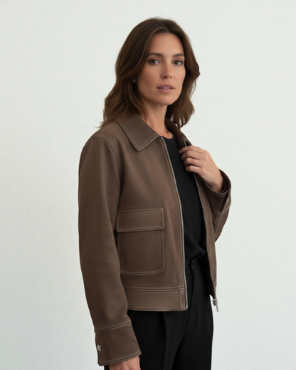 Chaqueta antelina marrón