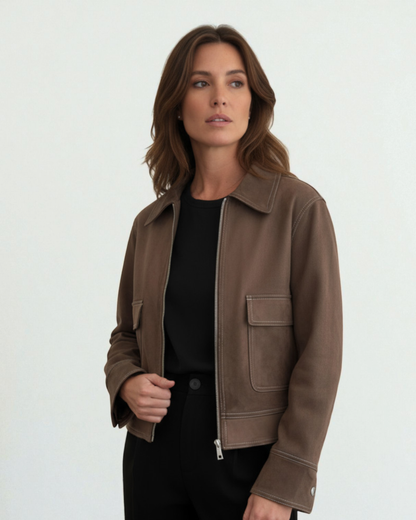 Chaqueta antelina marrón