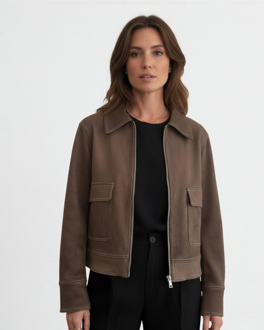 Chaqueta antelina marrón