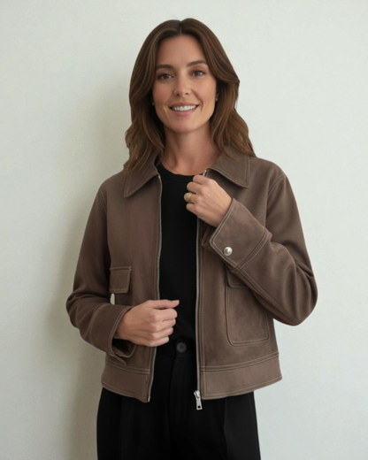 Chaqueta antelina marrón