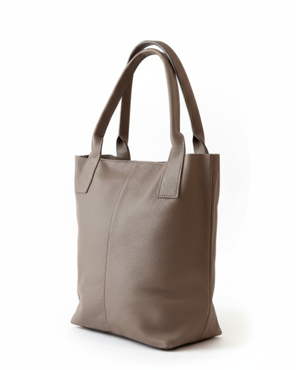 Bolso y cinturón de piel soft color taupé