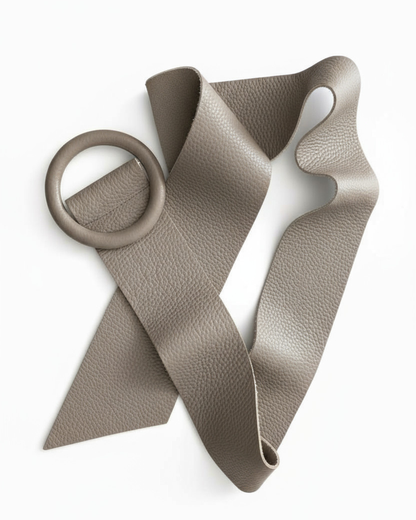 Bolso y cinturón de piel soft color taupé