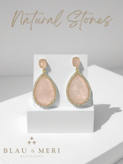 Pendientes cuarzo rosa