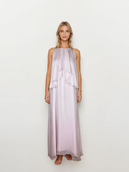 Vestido seda rosa pálido