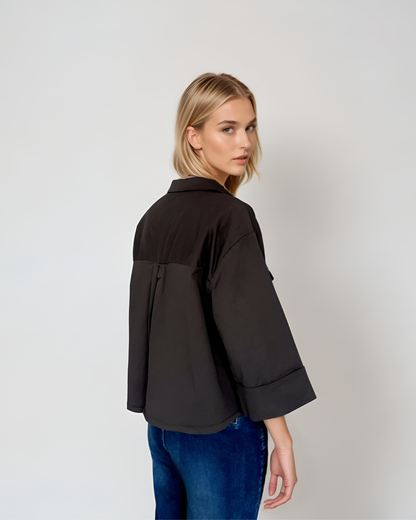 Sobrecamisa manga tres cuartos marrón