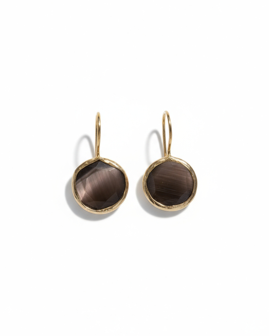 Pendientes ojo de gato bañados en oro