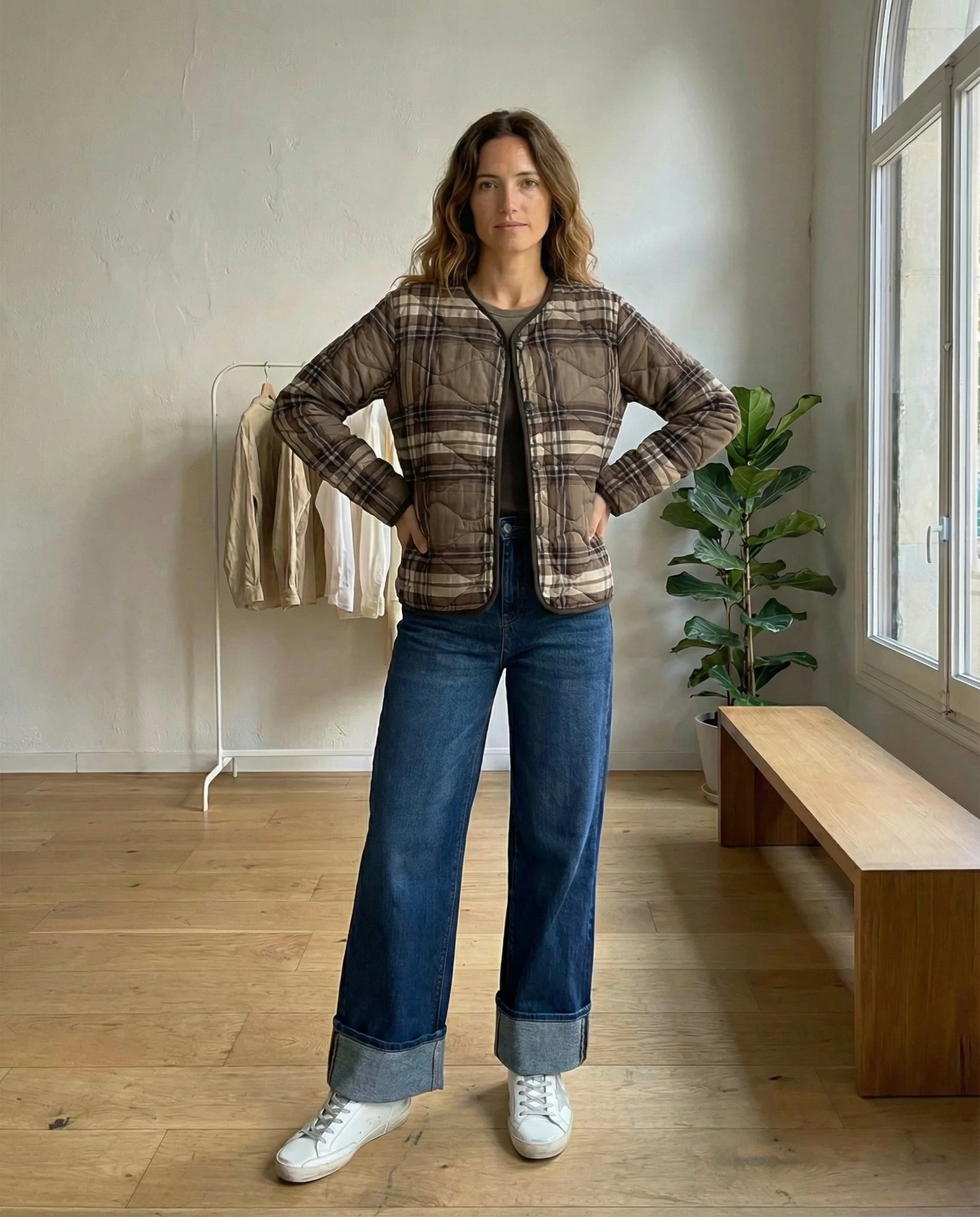 Chaqueta acolchada cuadros