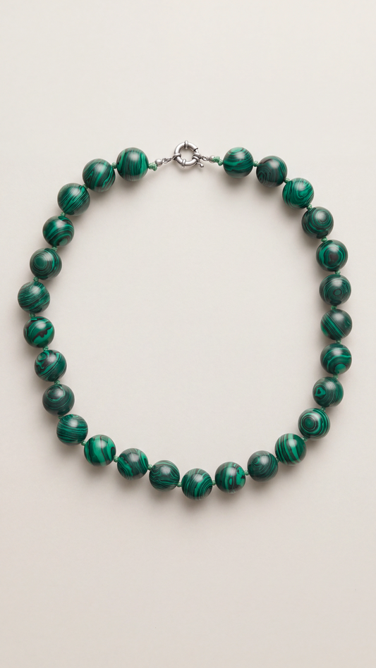 Collar de malaquita natural de 46 cm de Blau & Meri
